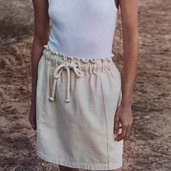 Dresses & Skirts - Ivory Pull On Rope Tie Drawstring Waist Mini Skirt Nautical Cotton
